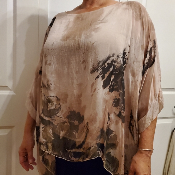 Silk Pink Oversized top Kimono style tunic - Picture 2 of 6